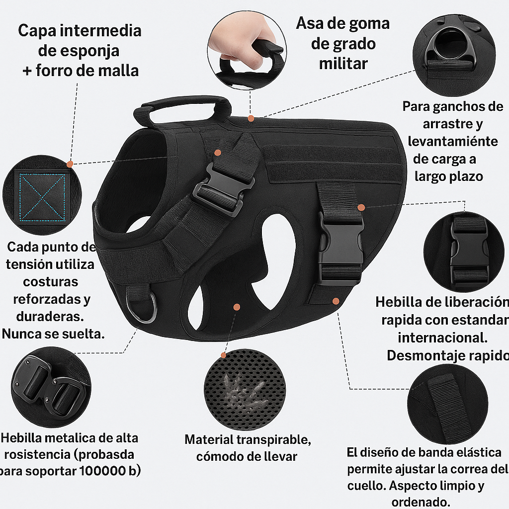 Arnés Táctico Militar para Perros + REGALOS