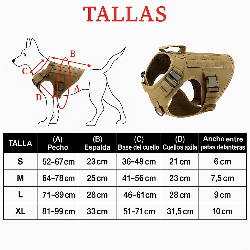 Arnés Táctico Militar para Perros + REGALOS