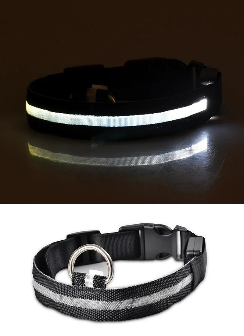 Collar LED YUDODO de Nylon para Perros y Gatos | Collar Luminoso Fluorescente de Seguridad Nocturna con Luz Intermitente