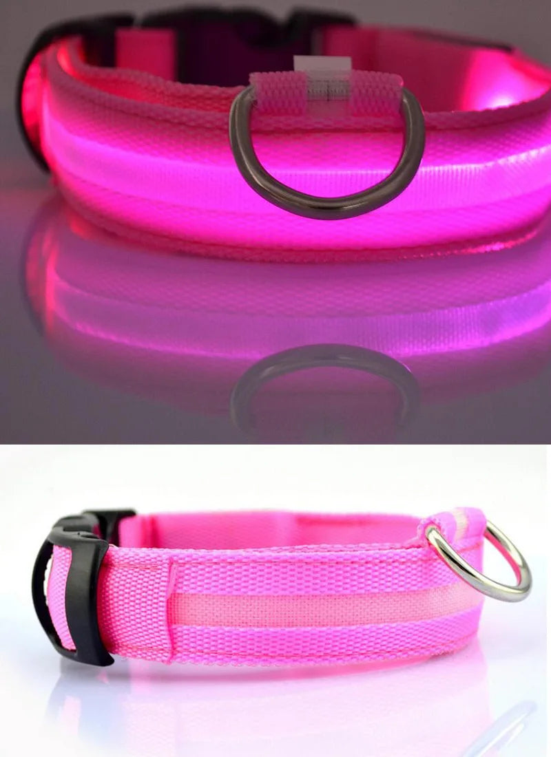 Collar LED YUDODO de Nylon para Perros y Gatos | Collar Luminoso Fluorescente de Seguridad Nocturna con Luz Intermitente