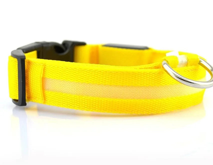 Collar LED YUDODO de Nylon para Perros y Gatos | Collar Luminoso Fluorescente de Seguridad Nocturna con Luz Intermitente