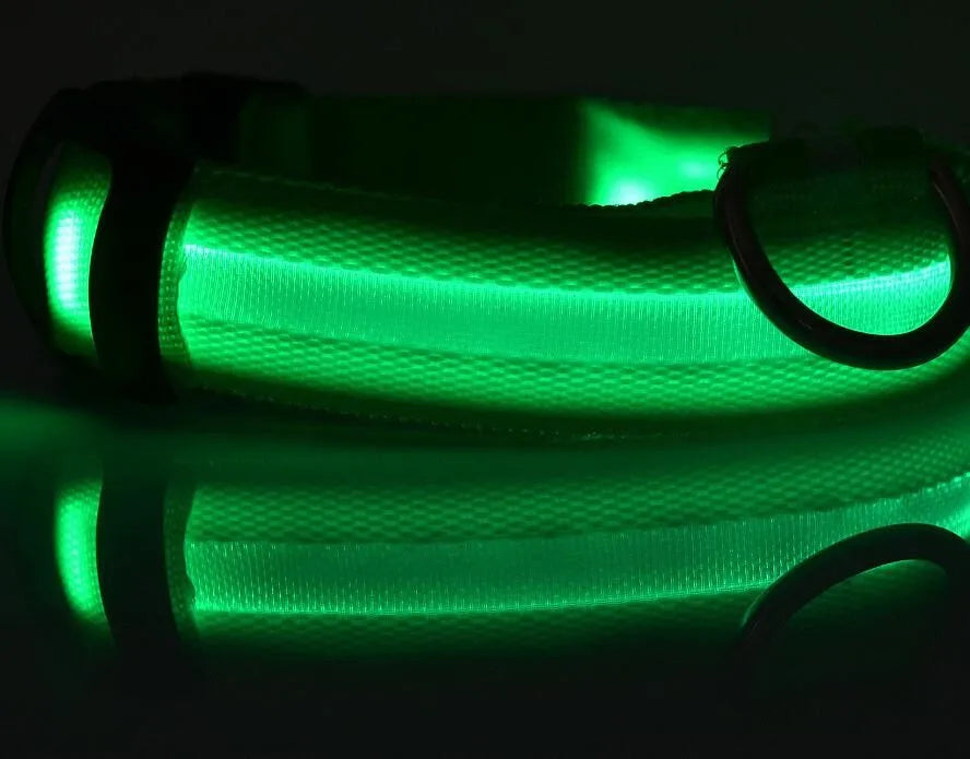 Collar LED YUDODO de Nylon para Perros y Gatos | Collar Luminoso Fluorescente de Seguridad Nocturna con Luz Intermitente