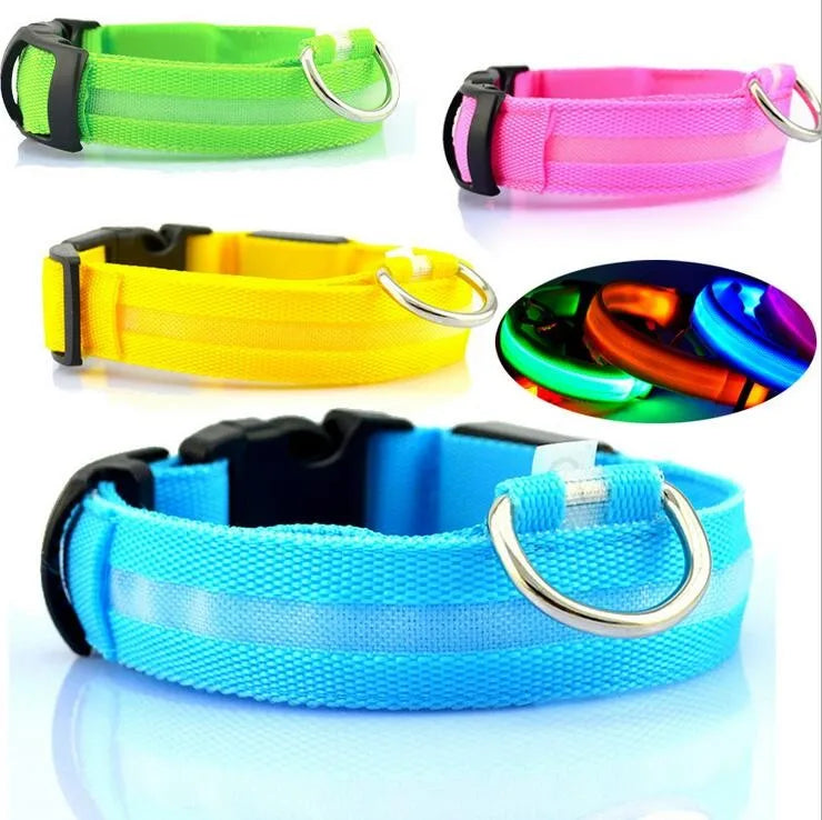 Collar LED YUDODO de Nylon para Perros y Gatos | Collar Luminoso Fluorescente de Seguridad Nocturna con Luz Intermitente