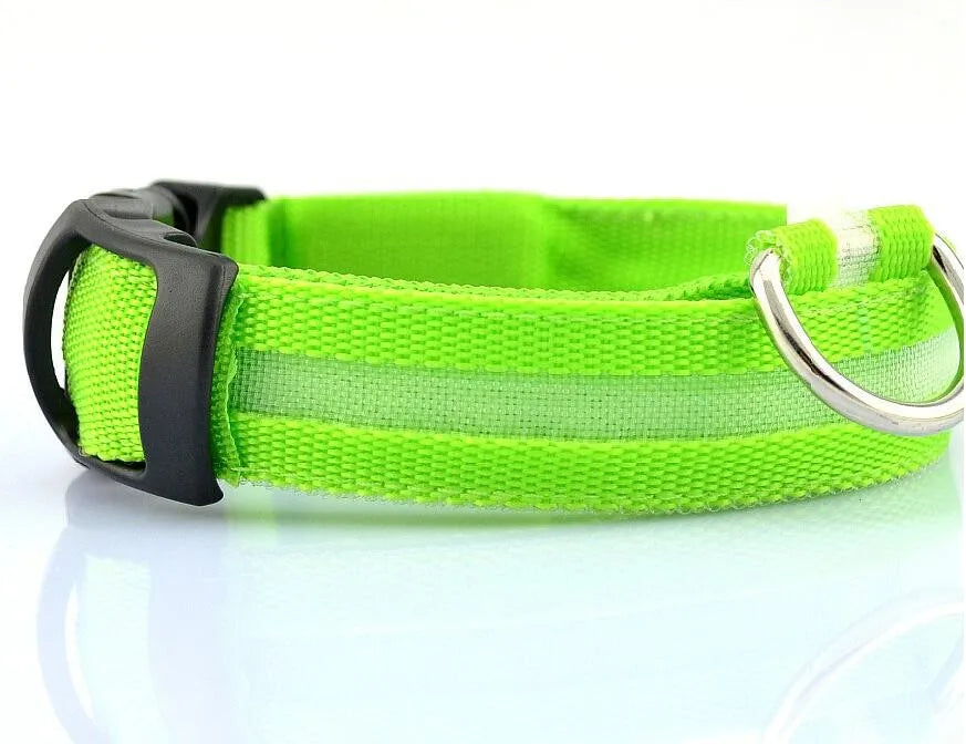 Collar LED YUDODO de Nylon para Perros y Gatos | Collar Luminoso Fluorescente de Seguridad Nocturna con Luz Intermitente