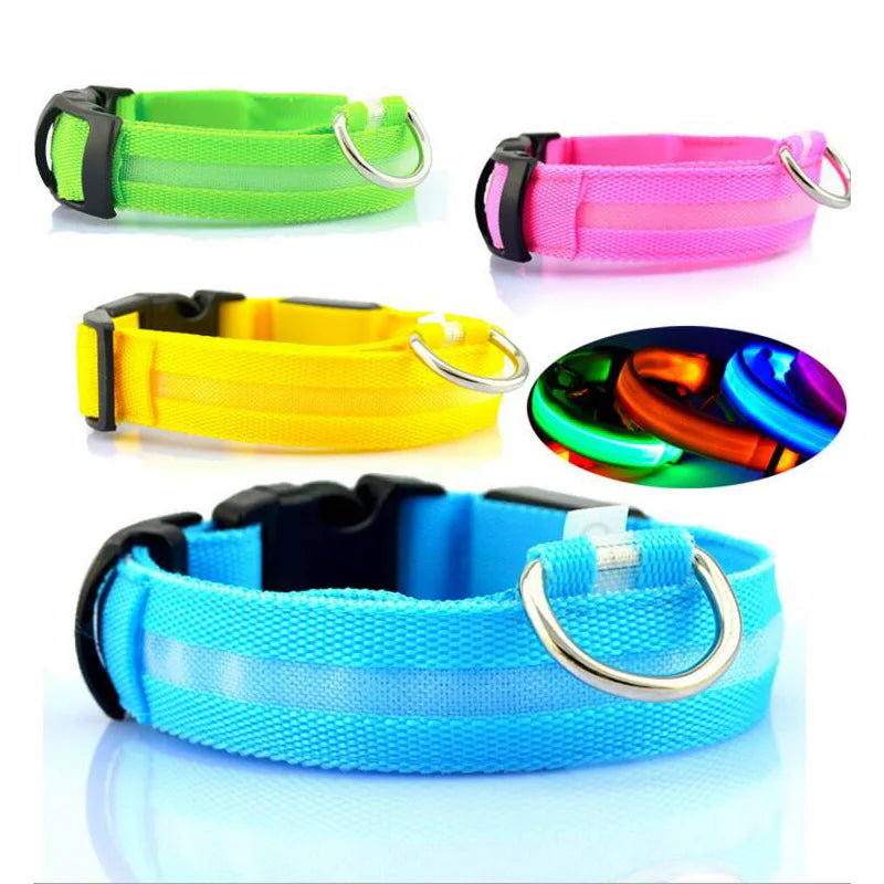 Collar LED YUDODO de Nylon para Perros y Gatos | Collar Luminoso Fluorescente de Seguridad Nocturna con Luz Intermitente