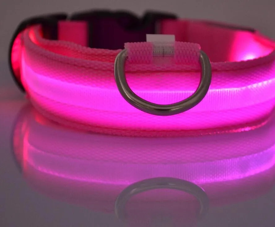 Collar LED YUDODO de Nylon para Perros y Gatos | Collar Luminoso Fluorescente de Seguridad Nocturna con Luz Intermitente