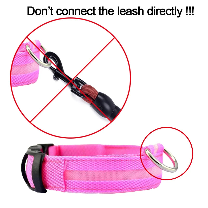 Collar LED YUDODO de Nylon para Perros y Gatos | Collar Luminoso Fluorescente de Seguridad Nocturna con Luz Intermitente