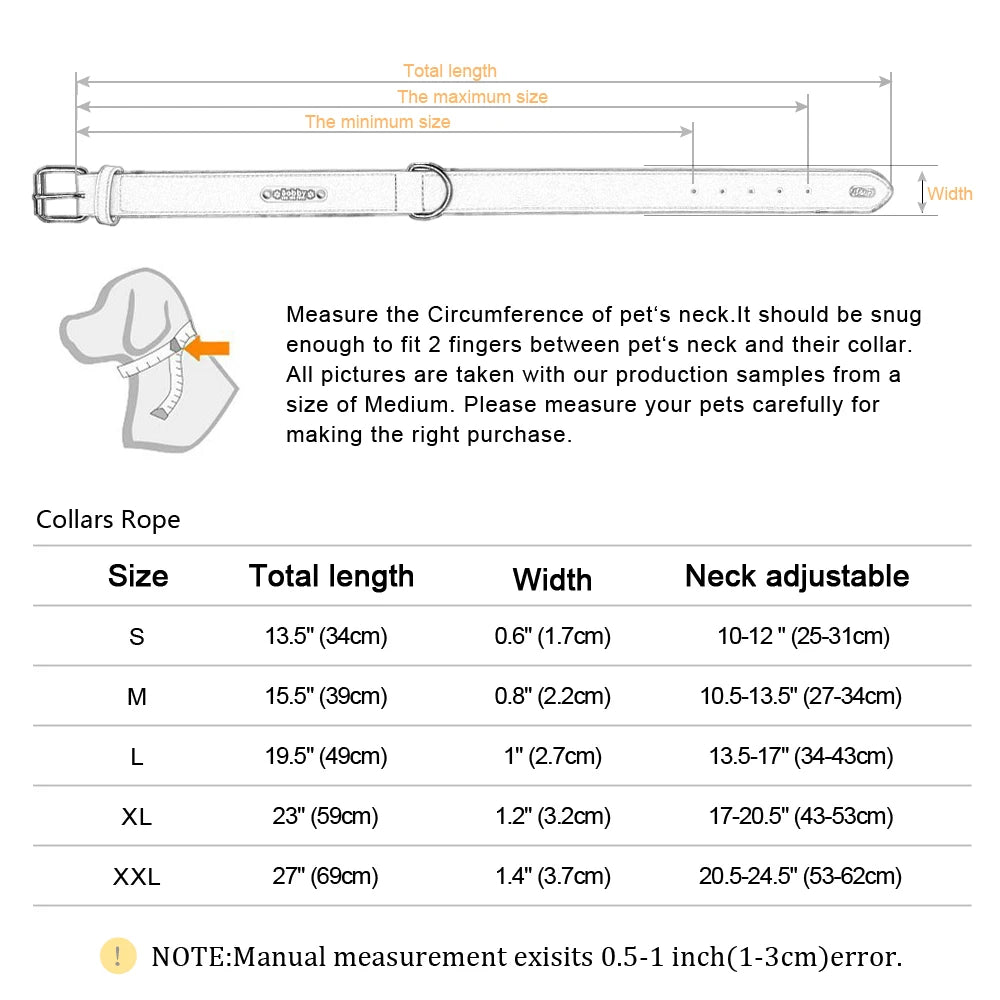Collar Personalizado de Cuero para Perros | Collar con ID Acolchado Interior Grabado con Nombre - Pitbull, Bulldog