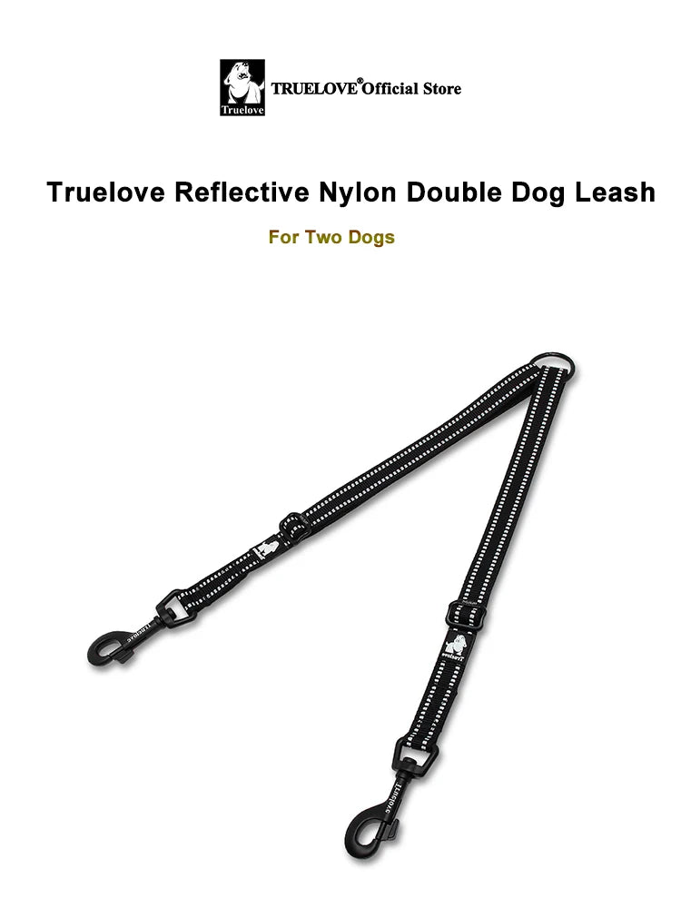 Correa Truelove Doble Anti-Enredo | Nylon Reflectante para Pasear 2 Perros