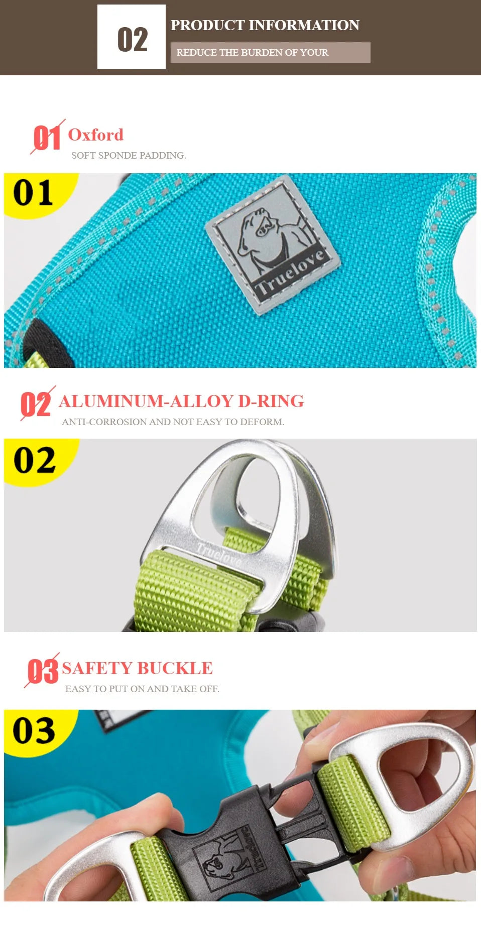 Arnés Truelove Reflectante Acolchado para Perros | Chaleco Ajustable Anti-Tirones para Perros Pequeños y Medianos TLH5951