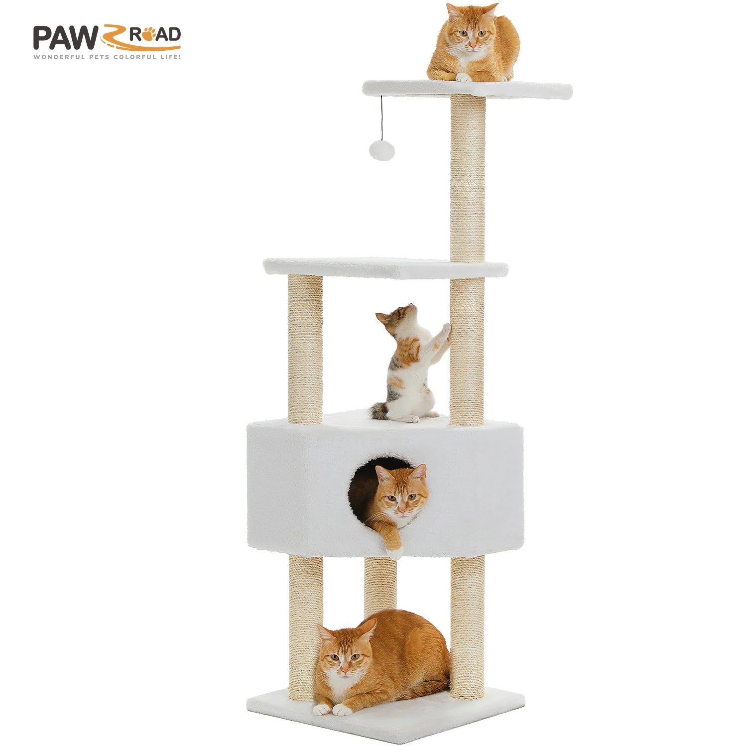 Árbol para Gatos con Juguete | Torre con Cueva, Hamaca, Percha Acolchada y Postes de Sisal