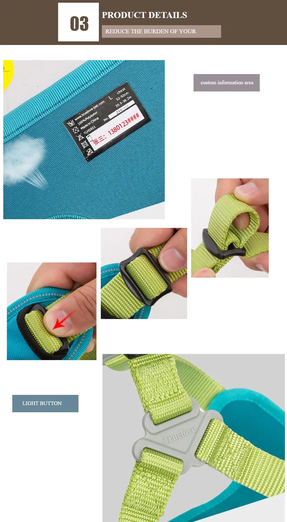 Arnés Truelove Reflectante Acolchado para Perros | Chaleco Ajustable Anti-Tirones para Perros Pequeños y Medianos TLH5951