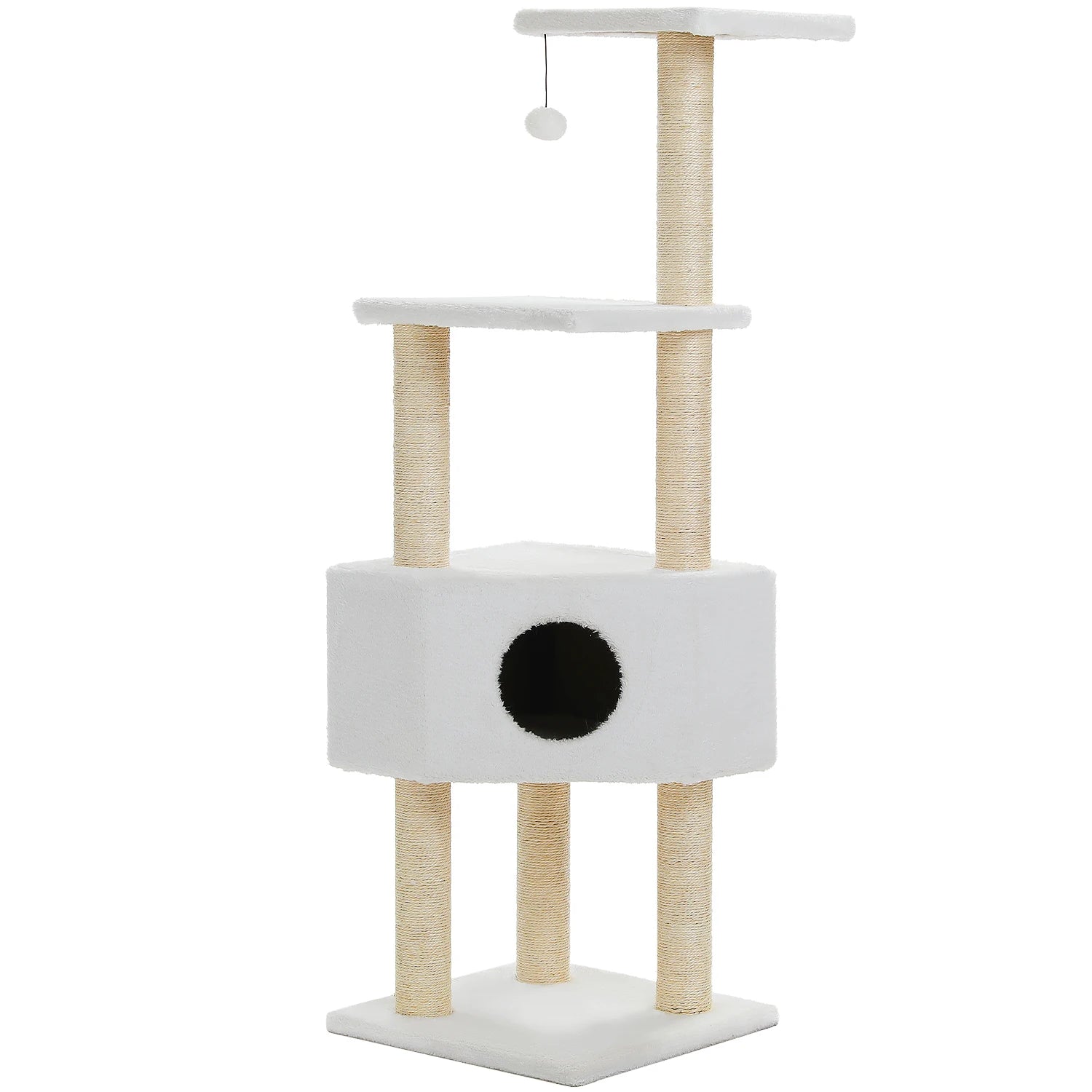Árbol para Gatos con Juguete | Torre con Cueva, Hamaca, Percha Acolchada y Postes de Sisal