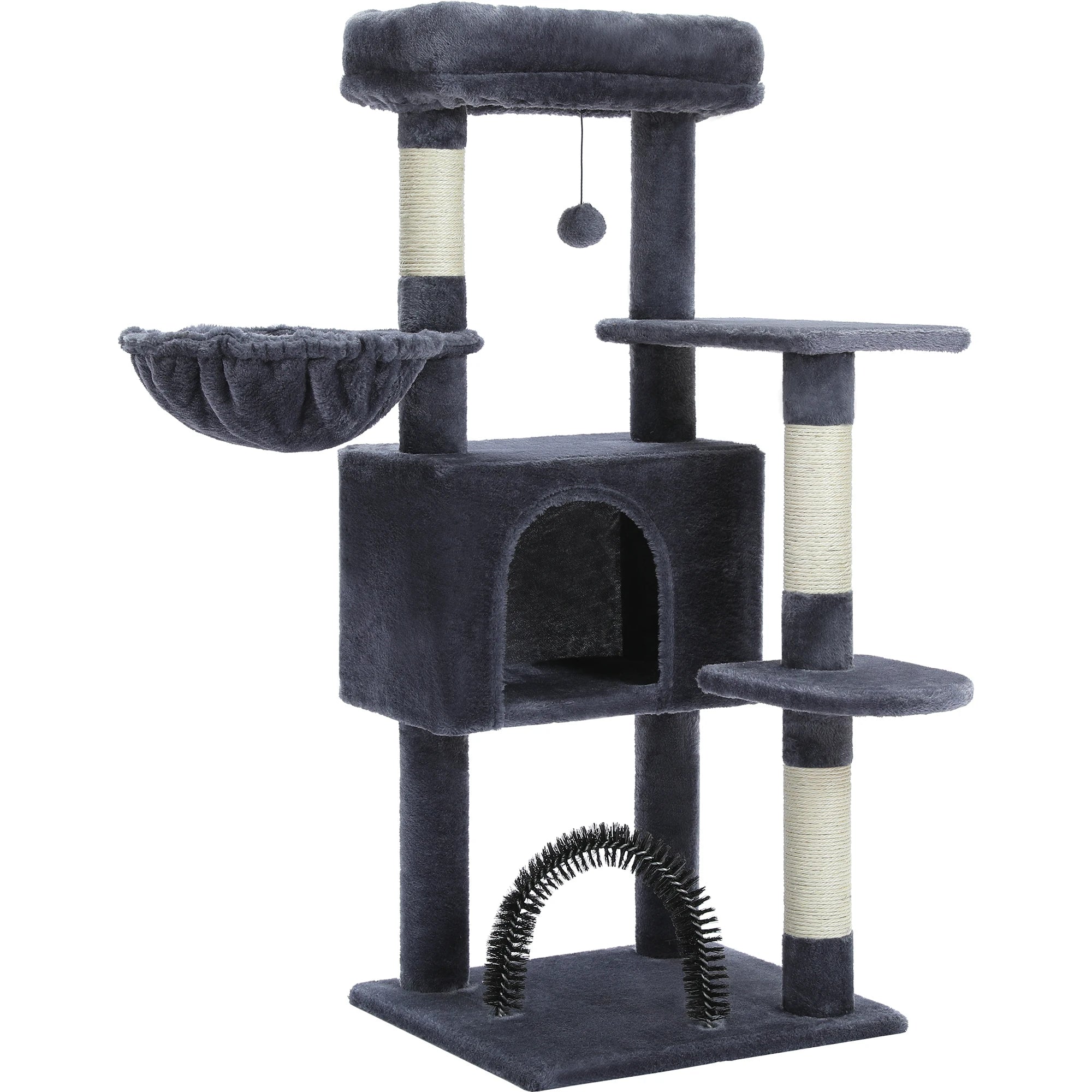Árbol para Gatos con Juguete | Torre con Cueva, Hamaca, Percha Acolchada y Postes de Sisal