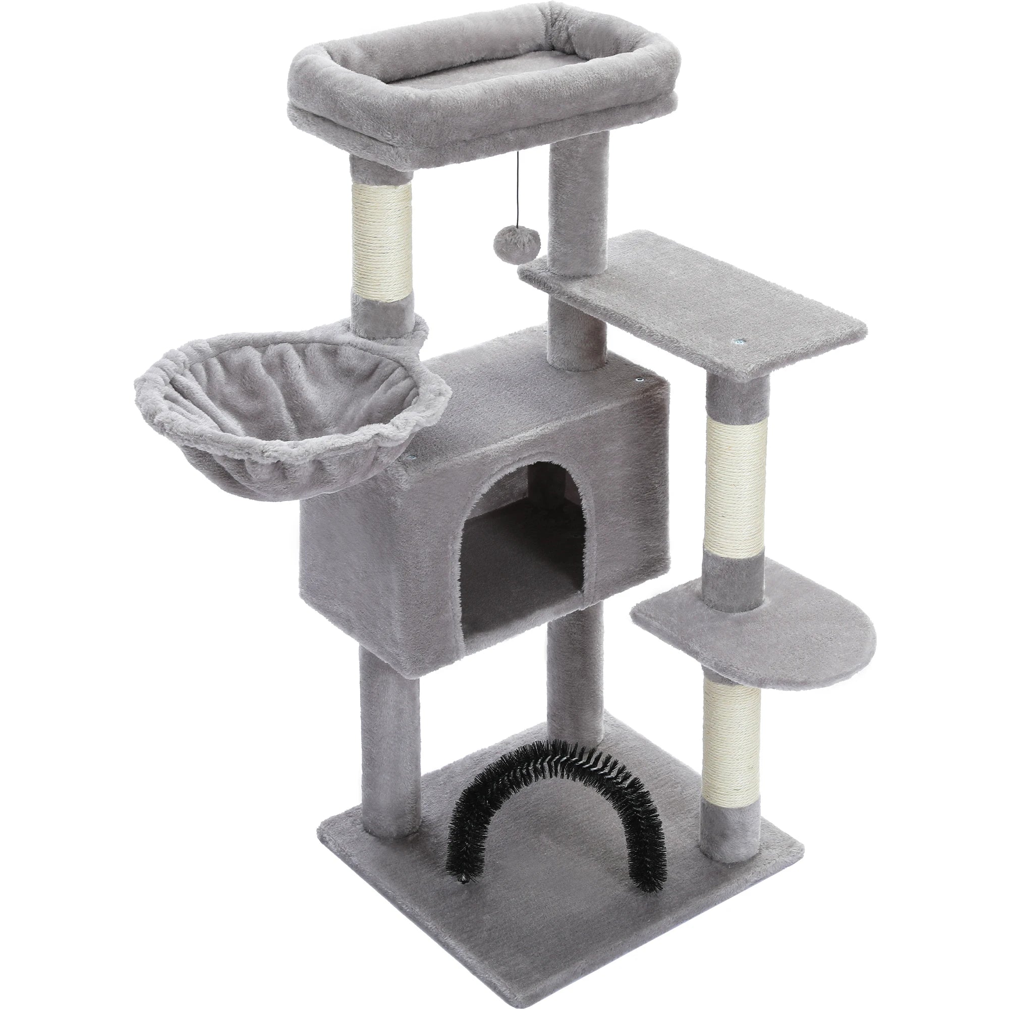 Árbol para Gatos con Juguete | Torre con Cueva, Hamaca, Percha Acolchada y Postes de Sisal