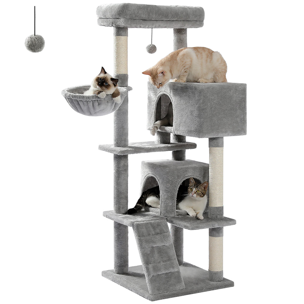 Árbol para Gatos con Juguete | Torre con Cueva, Hamaca, Percha Acolchada y Postes de Sisal