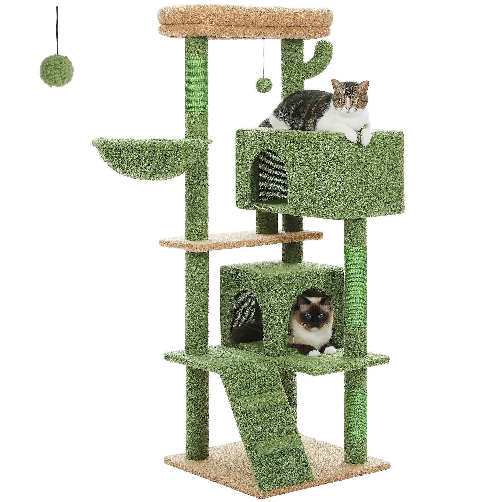 Árbol para Gatos con Juguete | Torre con Cueva, Hamaca, Percha Acolchada y Postes de Sisal