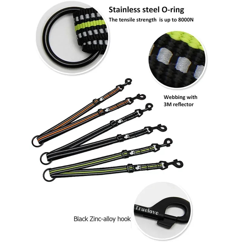 Correa Truelove Doble Anti-Enredo | Nylon Reflectante para Pasear 2 Perros