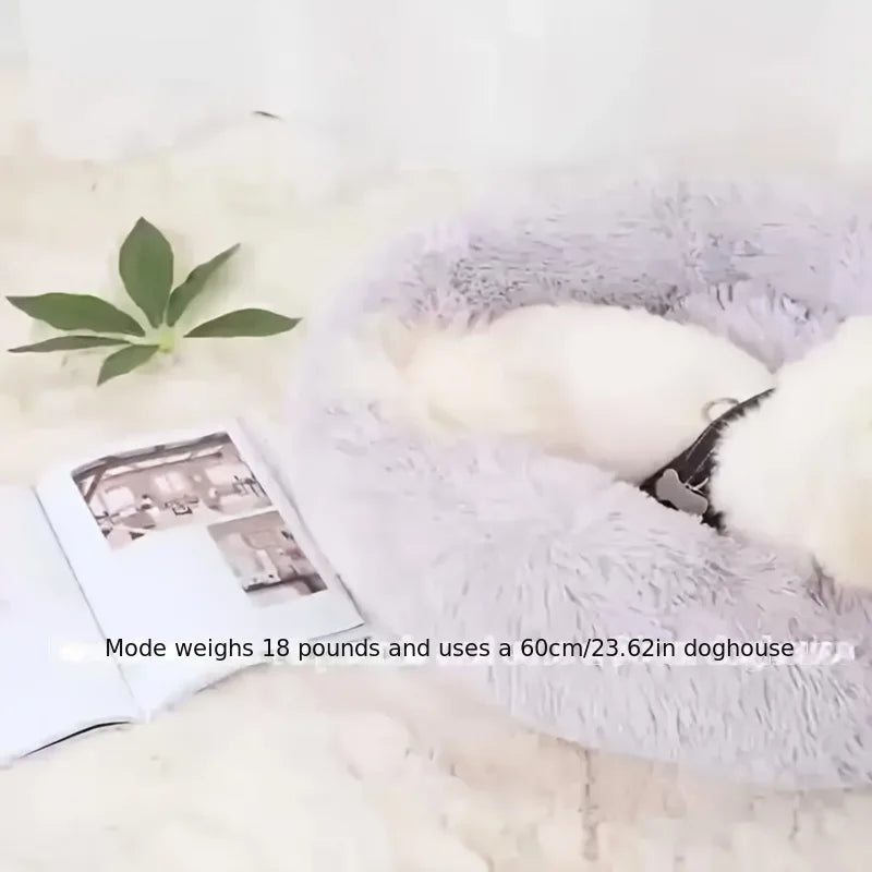 Cama de felpa con rayas para mascotas