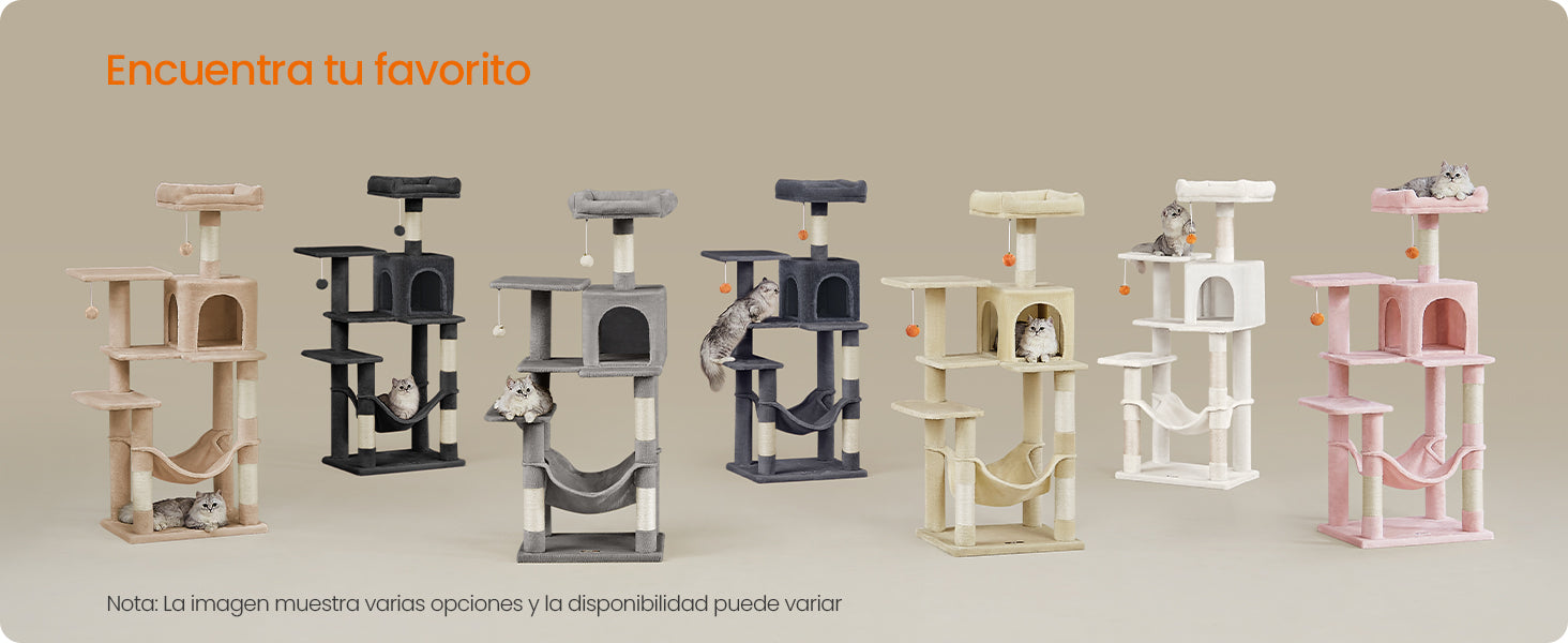 Árbol Rascador para Gatos 143 cm | Torre con Cueva, Rascadores y Perchas – Modelo Feandrea